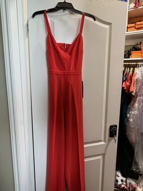 bebe Red Strappy Jumpsuit
